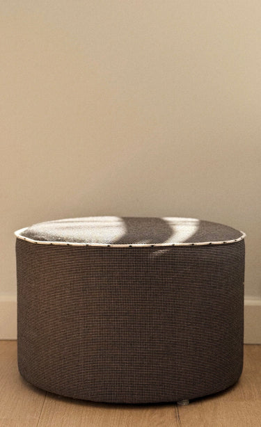 AVAILABLE FOR PRE-ORDER: Pouf 'Dark Brown Check with Drop Lining'