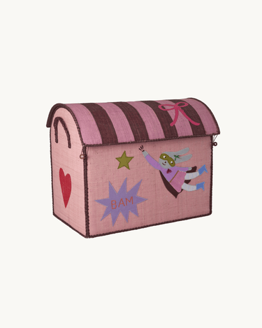 Stor Raffia Kurv 'Pink Helt'