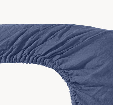 Linen Fitted Sheet, Junior in Atlantic Blue from Linge Particulier
