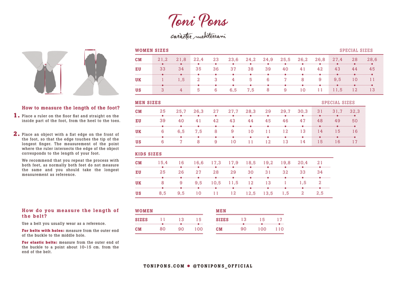 Lezo Indoor Shoes Size Guide from Toni Pons